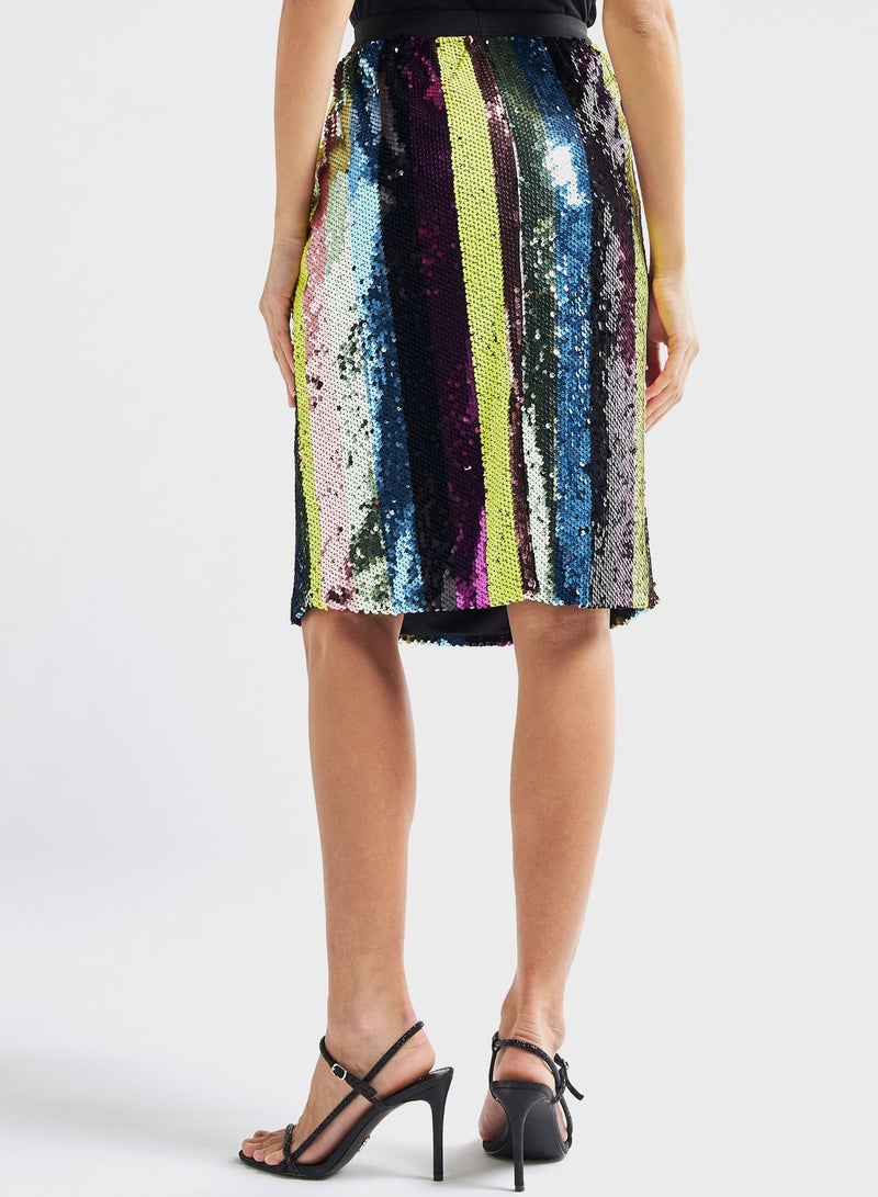 Sequin Contrast Detail Skirt