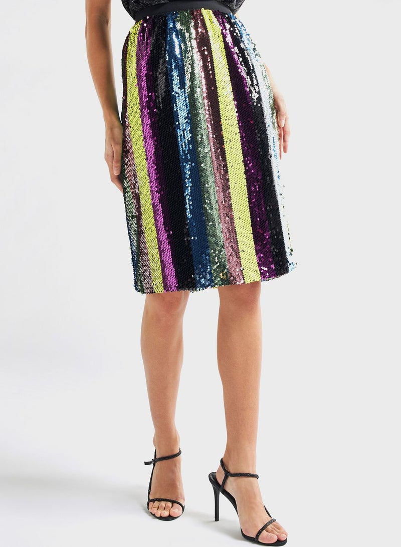 Sequin Contrast Detail Skirt