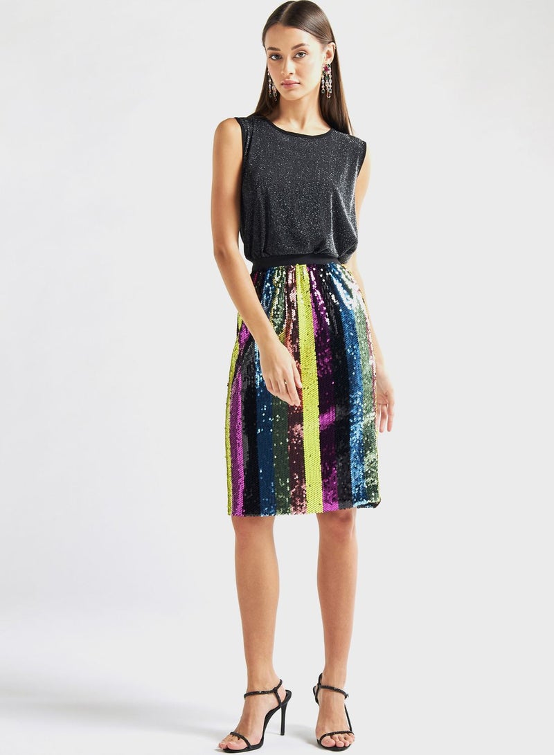 Sequin Contrast Detail Skirt