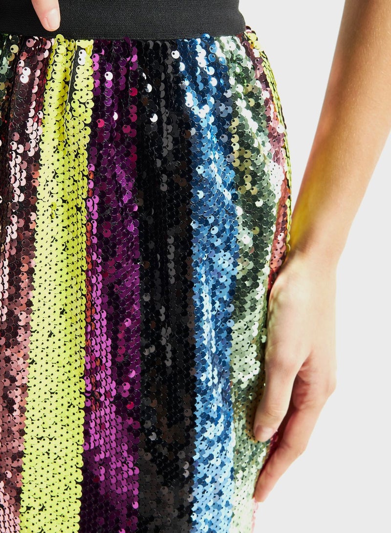 Sequin Contrast Detail Skirt