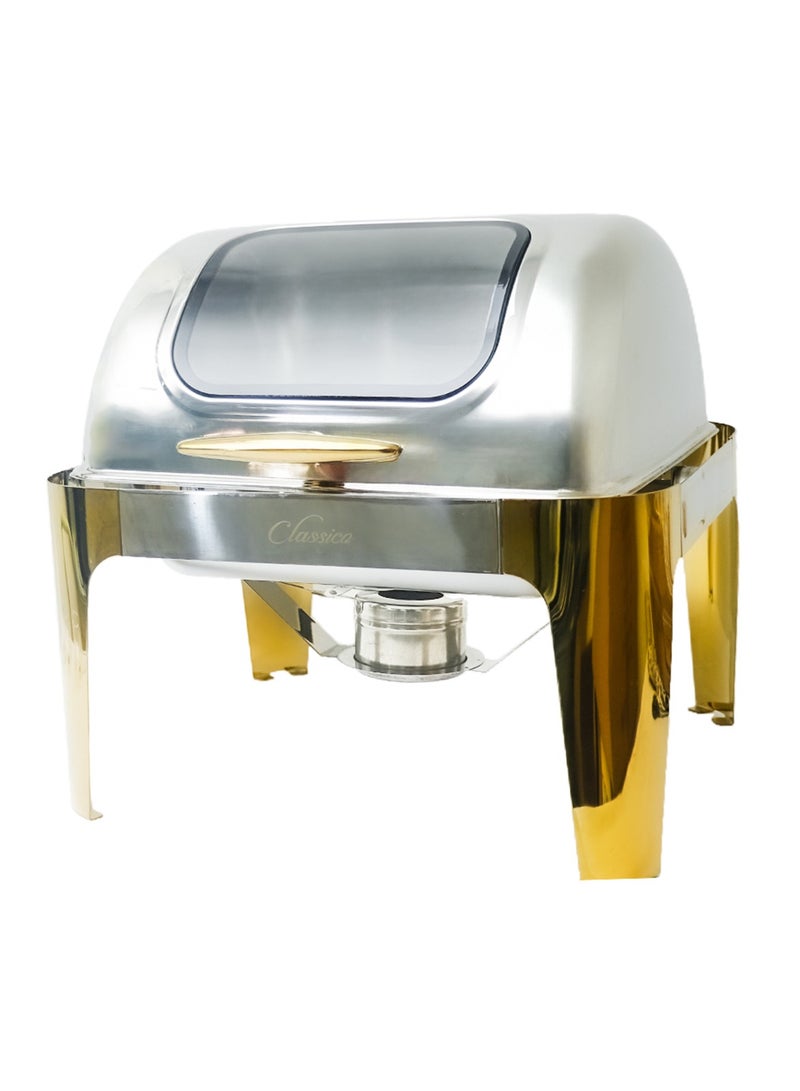 6L Roll Top Chafing Dish with Glass Top