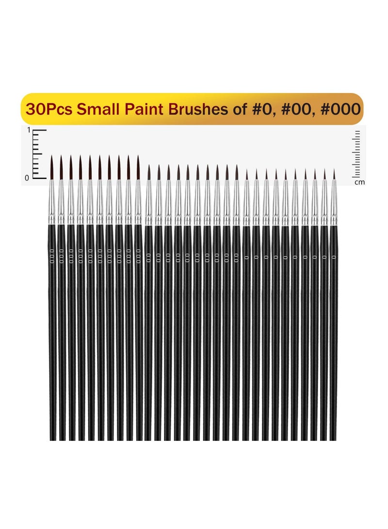 Tiny Detail Paint Brushes 30 Pcs Fine Set with 3 Size #0#00#000 Liner Brush for Miniature 40k Model Crafts Watercolor Acrylics Oil