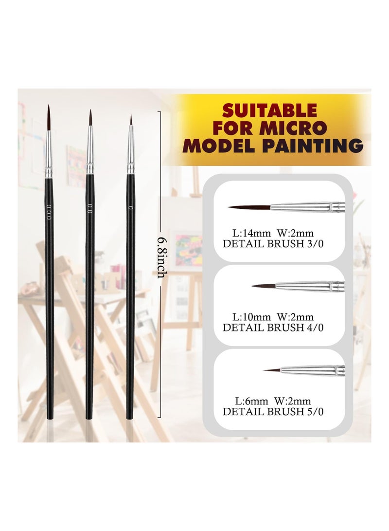 Tiny Detail Paint Brushes 30 Pcs Fine Set with 3 Size #0#00#000 Liner Brush for Miniature 40k Model Crafts Watercolor Acrylics Oil