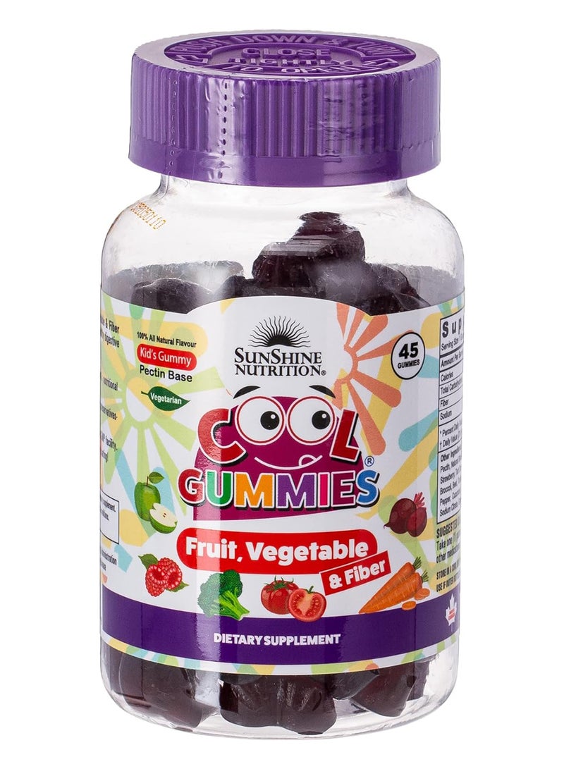 Cool Gummies Kids Gummy Pectin Base Infused With Fruit Vegetable And Fiber Dietary Supplement Vegetarian 45 Gummies