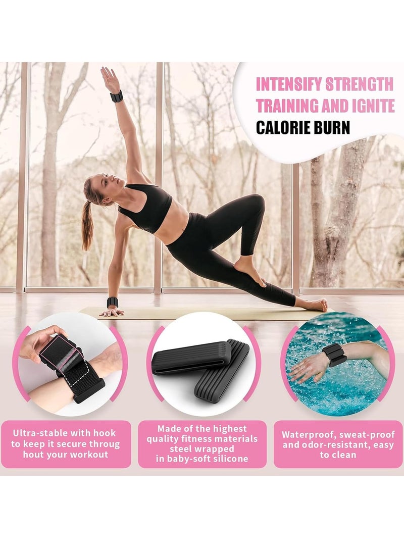 Yoawllty Pilates Wrist & Ankle Weights for Women, Ankle Weights Sets,Adjustable Wrist and Ankle Weights 2pcs, Exercise Weights for Walking, Yoga, Dance, Barre,Gym,