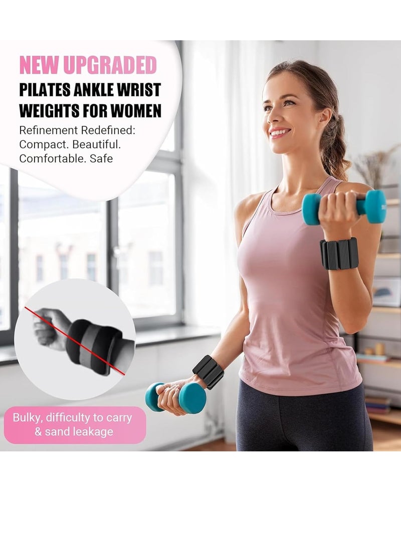 Yoawllty Pilates Wrist & Ankle Weights for Women, Ankle Weights Sets,Adjustable Wrist and Ankle Weights 2pcs, Exercise Weights for Walking, Yoga, Dance, Barre,Gym,