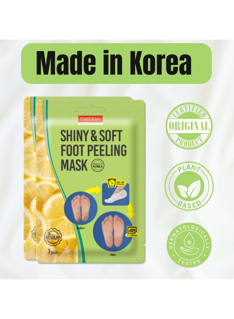 2 Pack Of Foot Care with Purederm Shiny & Soft Foot Peeling Mask – An Intensive Moisturizing Treatment Specifically Formulated for Dry Skin, Targeting Cracked Heels and Stubborn Dead Skin - 17 g