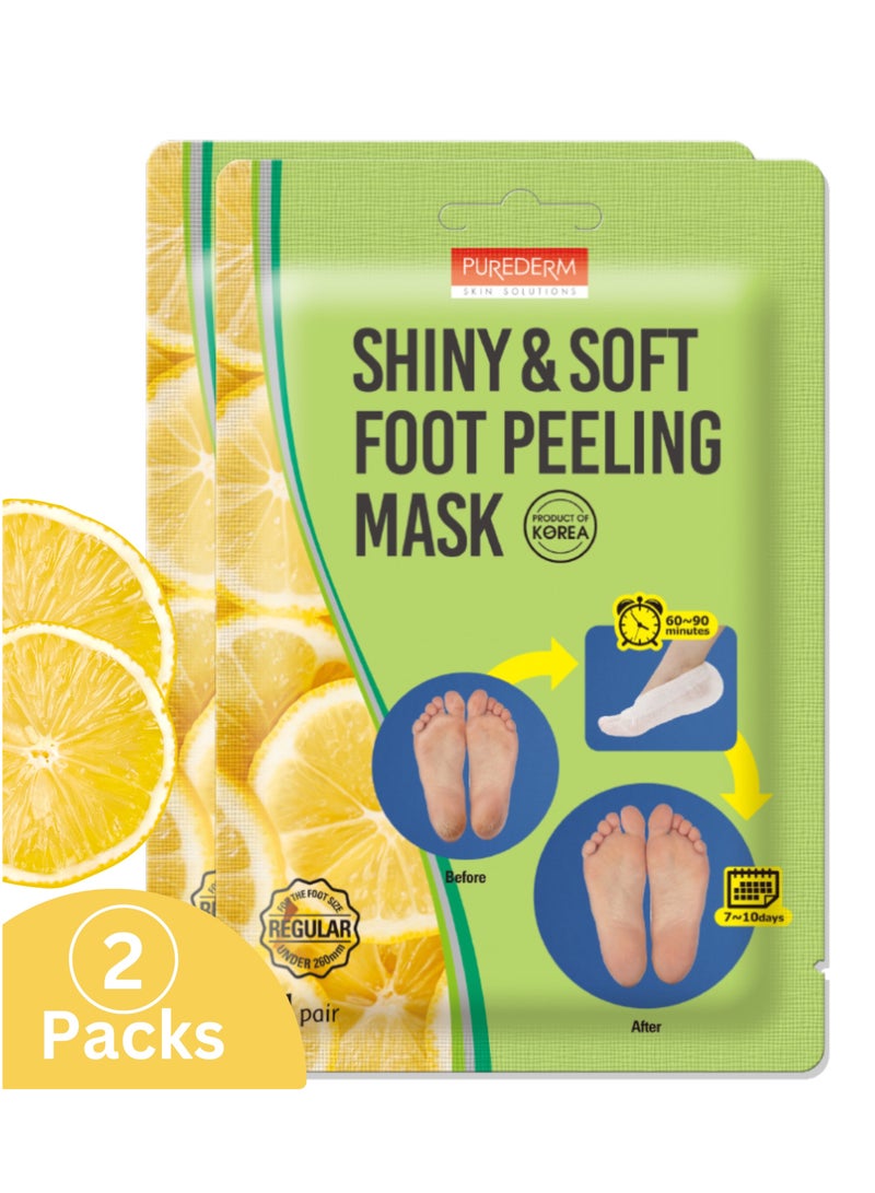 2 Pack Of Foot Care with Purederm Shiny & Soft Foot Peeling Mask – An Intensive Moisturizing Treatment Specifically Formulated for Dry Skin, Targeting Cracked Heels and Stubborn Dead Skin - 17 g