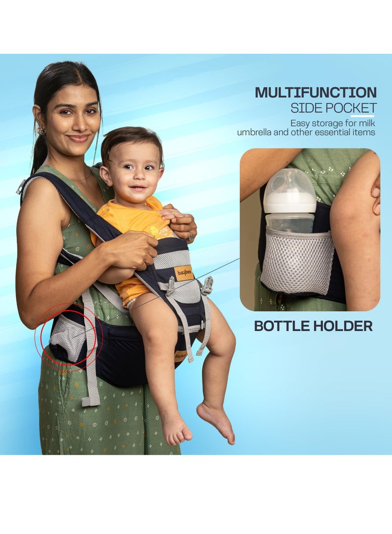 Baybee 9 in 1 Ergo+ Baby Carrier for Newborn with Hip Seat, 9 Carry Positions, Baby Kangaroo Carrier Bag | Baby Carry Sling Front Back Carrier with Safety Belt| Baby Carry Bag (Blue)