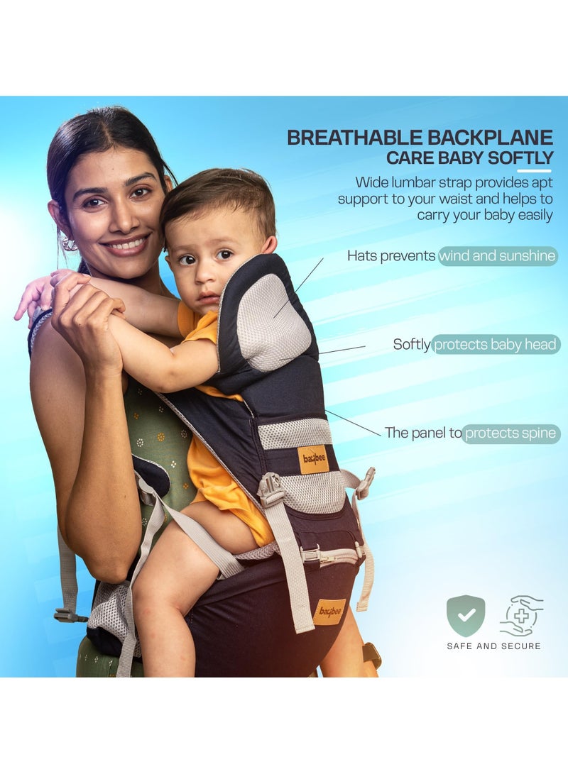 Baybee 9 in 1 Ergo+ Baby Carrier for Newborn with Hip Seat, 9 Carry Positions, Baby Kangaroo Carrier Bag | Baby Carry Sling Front Back Carrier with Safety Belt| Baby Carry Bag (Blue)