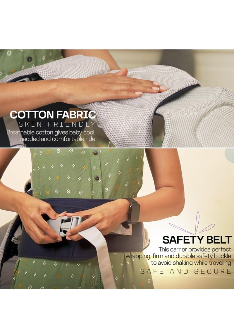 Baybee 9 in 1 Ergo+ Baby Carrier for Newborn with Hip Seat, 9 Carry Positions, Baby Kangaroo Carrier Bag | Baby Carry Sling Front Back Carrier with Safety Belt| Baby Carry Bag (Blue)