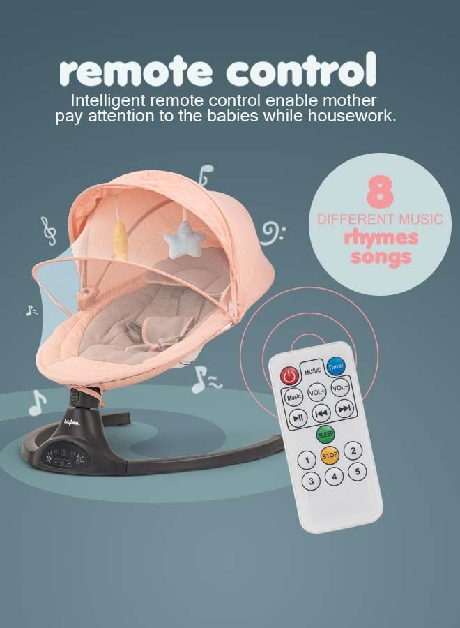 Premium Automatic Electric Baby Swing Cradle for Baby with 5 Adjustable Swing Speed, Remote, Electric Swing with Soothing Vibrations Music, Mosquito Net, Safety Belt, Baby Toys Swing for Baby Pink