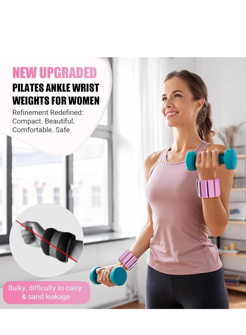 Yoawllty Pilates Wrist & Ankle Weights for Women, Ankle Weights Sets,Adjustable Wrist and Ankle Weights 2pcs, Exercise Weights for Walking, Yoga, Dance, Barre,Gym,