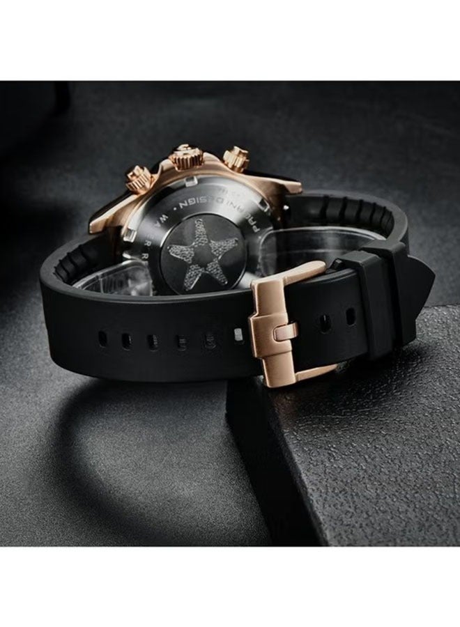 Men's Chronograph, Quartz Stainless Steel Waterproof Watch, PD-1664 Gold Black