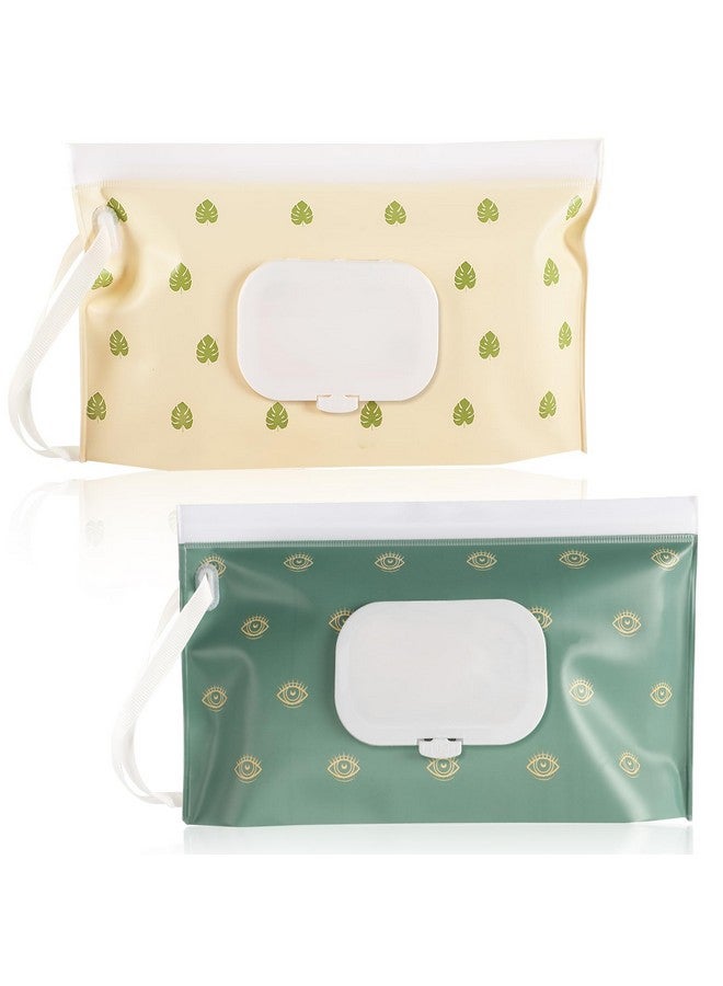 2 Pack Baby Wipes Dispenser, Portable Refillable Wipe Holder Baby Wipes Container Travel Wipes Case Reusable Boho Wet Wipes Pouch