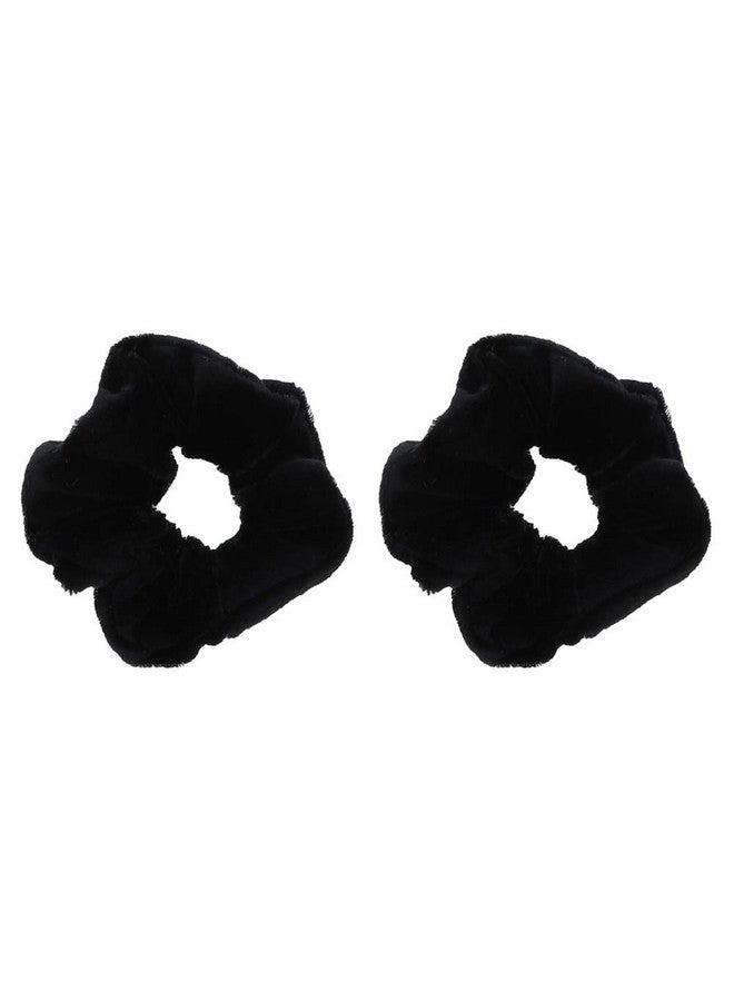 Velvet Solid Scrunchies Set Of 2Black