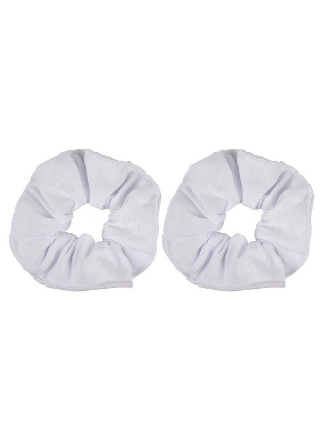 Set Of 2 Large Solid Scrunchies White