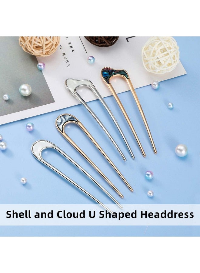 4 Pieces U Shaped Hair Pin Stick Vintage Metal Hair Pin Fork Sticks Hair Chignon Pins Elegant Hair Chopsticks U Shaped Headdress U Sticks Pins Hair Styling Accessory For Woman Girls (Gold And Silver)