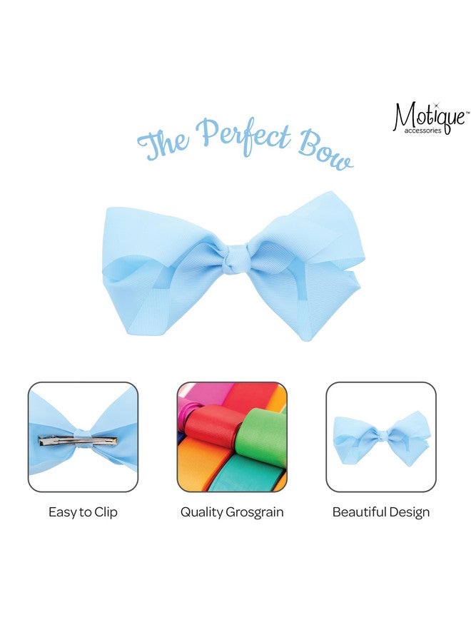 5.5 Inch Grosgrain Hair Bow Clip For Woman And Girlslight Blue