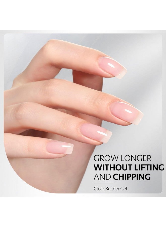 Gel Top Coat Builder Gel And Base Coat Set 3 Pcs 16Ml Clear Glossy No Wipe Combination For Uv Light Cure Gel Nail Polish