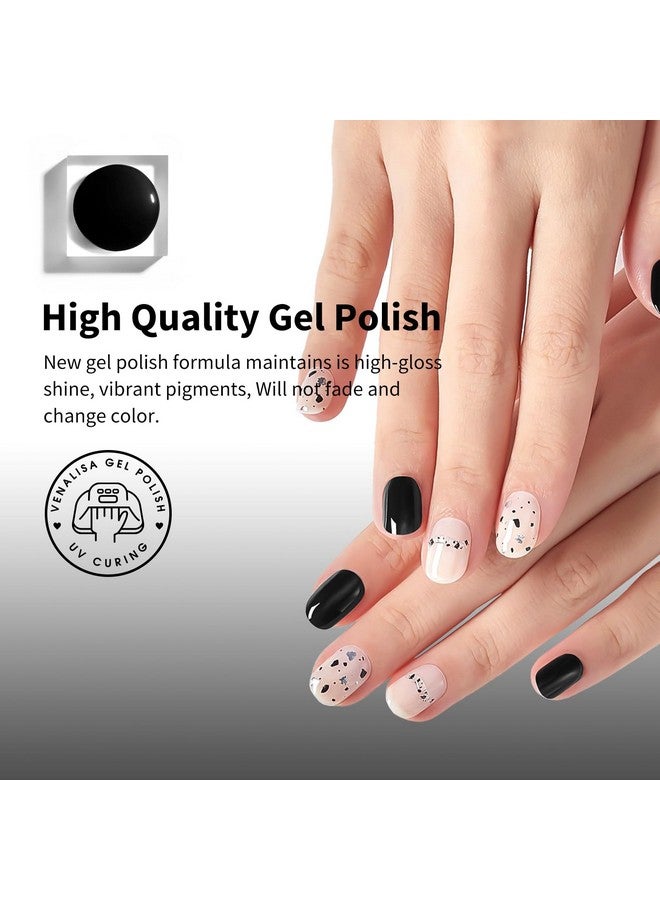 Venalisa Gel Nail Polish 12Ml Black Color Soak Off Uv Led Nail Gel Polish Nail Art Starter Manicure Salon Diy At Home 0.43 Oz