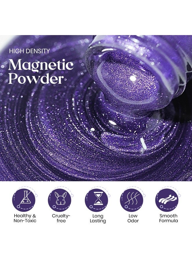 Cat Eye Gel Nail Polish: Purple Magnetic Gel Polish With Magnet Stick Maillard Style Magic Effect Galaxy Shimmer Glitter Holographic Nail Gel Soak Off Nail Art Salon Manicure Home