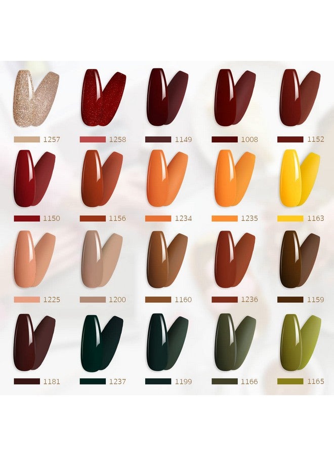 23 Pcs Gel Nail Polish Kit Fall Colors Uv Gel Nail Polish Set With Glossy & Matte Top Coat And Base Coat For Nail Art Home Diy Gel Nail Kit