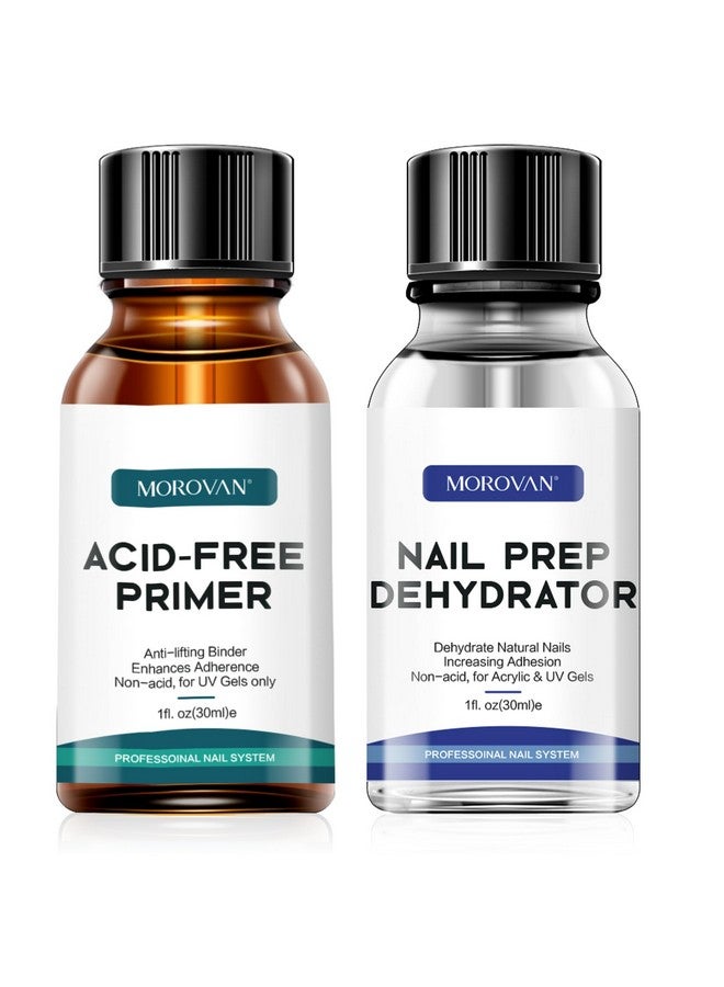 Nail Primer And Natural Nail Prep Dehydrate Set Nail Dehydrator And Primer Fast Air Dry For Gel Polish & Acrylic Powder Gel Nail Primer And Dehydrator 30Ml 1Oz