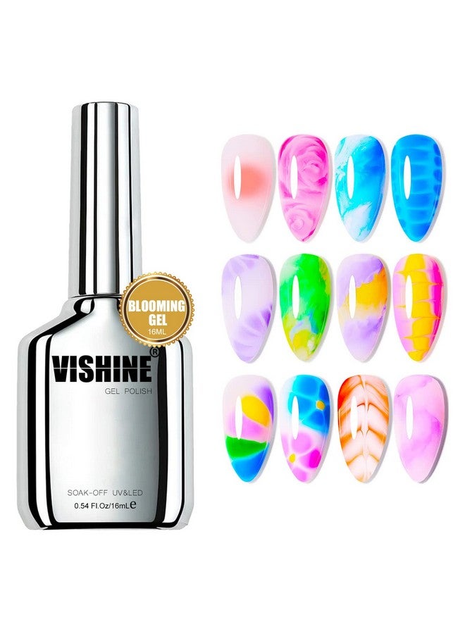 Blooming Gel 16Ml Uv Led Soak Off Nail Art Polish For Spreading Effect Marble Nail Polish Gel Paint Nail Designs For Diy Flower Watercolor Magic Manicure Salon Home Diy 0.54 Oz