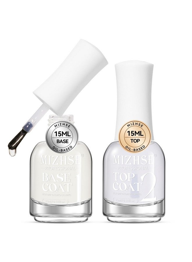 Base And Top Coat Nail Polish Quick Dry 15Ml0.5Oz Basic Nail Polish Non Gel Air Dry Fast Nail Polish Protective Highglossy Shiny Clear Long Lasting Nail Art Manicure At Home