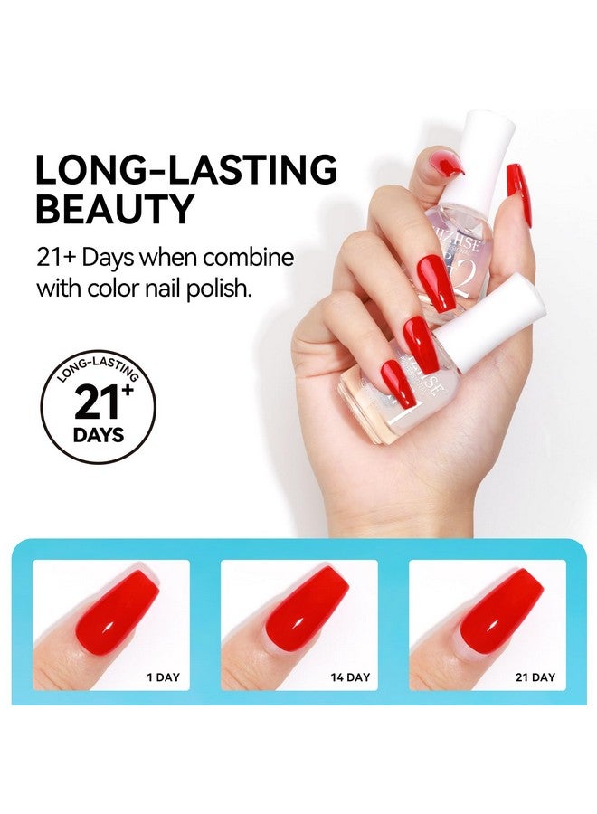 Base And Top Coat Nail Polish Quick Dry 15Ml0.5Oz Basic Nail Polish Non Gel Air Dry Fast Nail Polish Protective Highglossy Shiny Clear Long Lasting Nail Art Manicure At Home