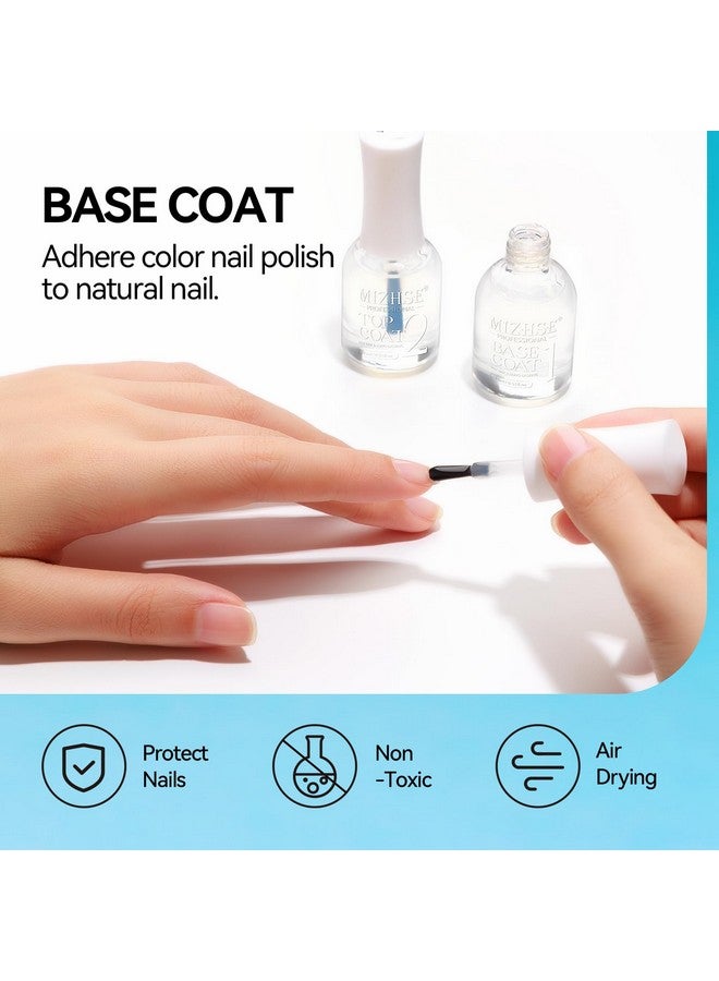 Base And Top Coat Nail Polish Quick Dry 15Ml0.5Oz Basic Nail Polish Non Gel Air Dry Fast Nail Polish Protective Highglossy Shiny Clear Long Lasting Nail Art Manicure At Home