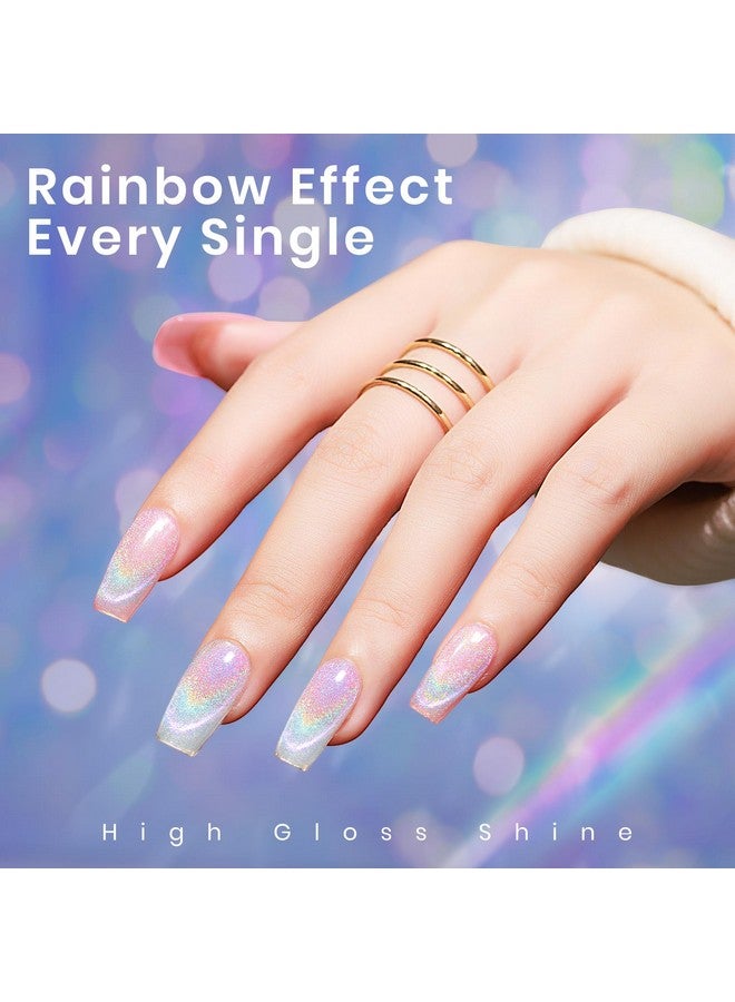 Cat Eye Gel Nail Polish Rainbow Cat Eye Holographic Glitter 9D Cateye Soak Off U V Led Gel Polish For Nail Salon Home Diy Manicure 12Ml