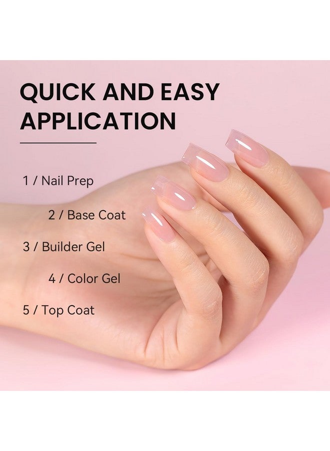 Clear Builder Nails Gel Polish For Self Leveling Transparent Nail Strengthener In A Bottle Nail Extension Hard Gel 15Ml Brush On Buidler Extend Gel Uv Led Soak Off Curing Requires Salon Home