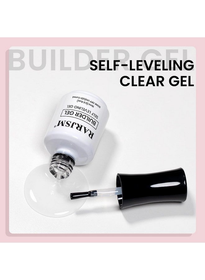 Clear Builder Nails Gel Polish For Self Leveling Transparent Nail Strengthener In A Bottle Nail Extension Hard Gel 15Ml Brush On Buidler Extend Gel Uv Led Soak Off Curing Requires Salon Home