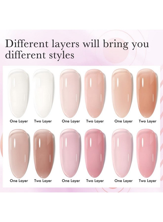 Venalisa 3 In 1 Rubber Base Gel For Nails 6 Colors Jelly Gel Nail Polish Set Nude Pink Neutral Transparent Milky White Sheer Pink Gel Polish Strengthener Kit