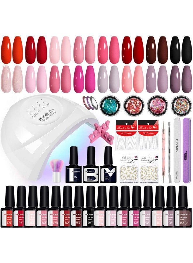 Gel Nail Polish Kit With U V Light 38Pcs Gel Nail Kit With Manicure Tools Gifts For Women