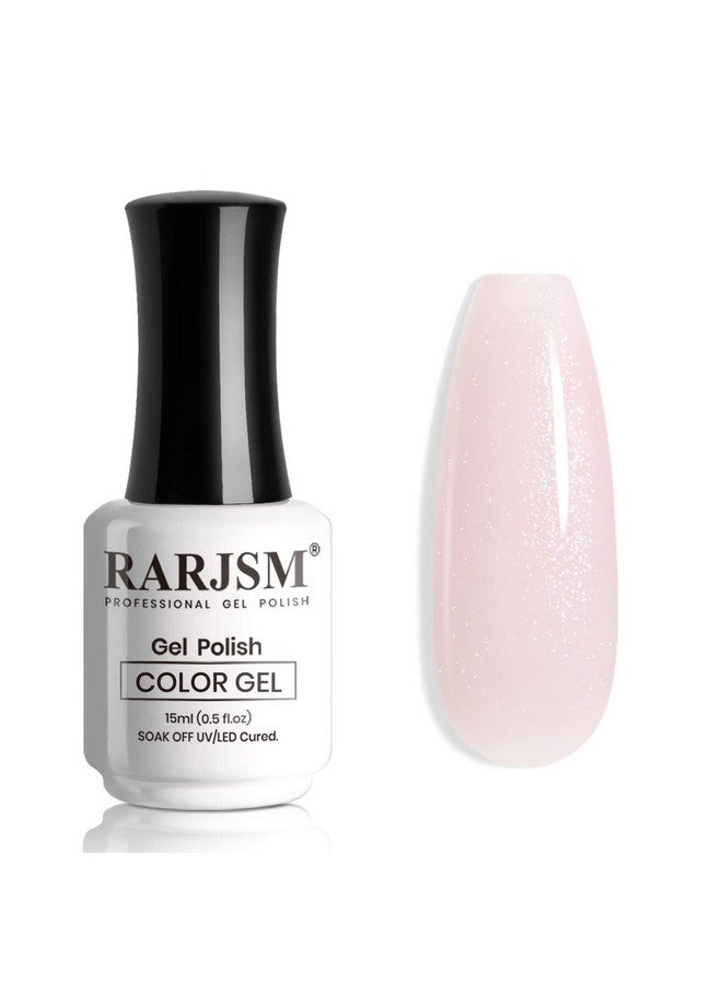 Nude Gel Nail Polish Pale Pink Jelly Shimmery Nail Gel Polish Sparkly Silver Glitter Translucent Milky Pink French Manicure Natural Skin Tone Color 15Ml Soak Off Uv Led Cured Nail Art Salon