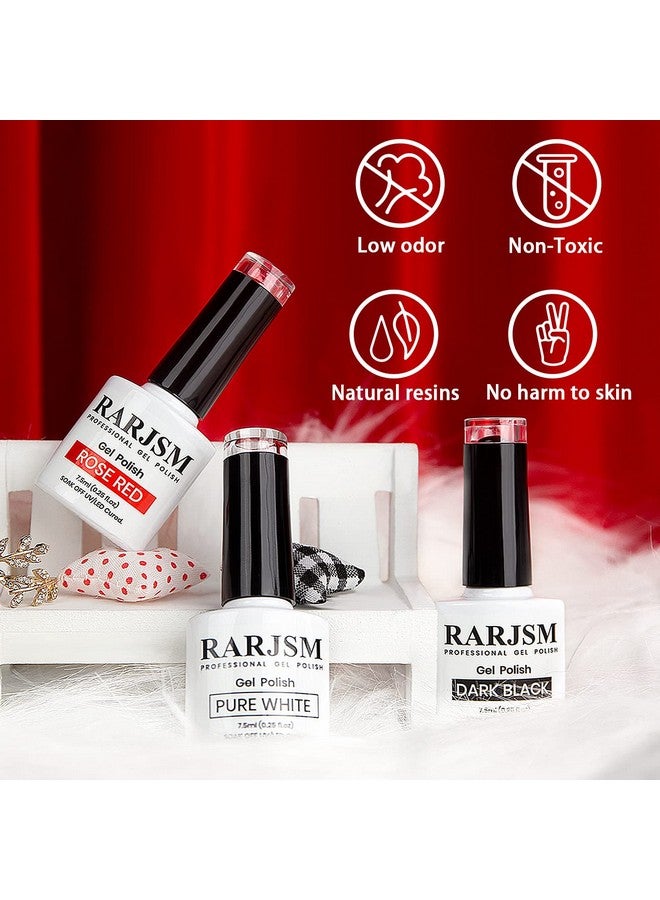 Black White Gel Nail Polish Red Nail Polish Set Soak Off Gel Polish 3Pcs 7.5Ml Uv Led Curing Required Nail Polish Nail Art French Manicure Diy At Home