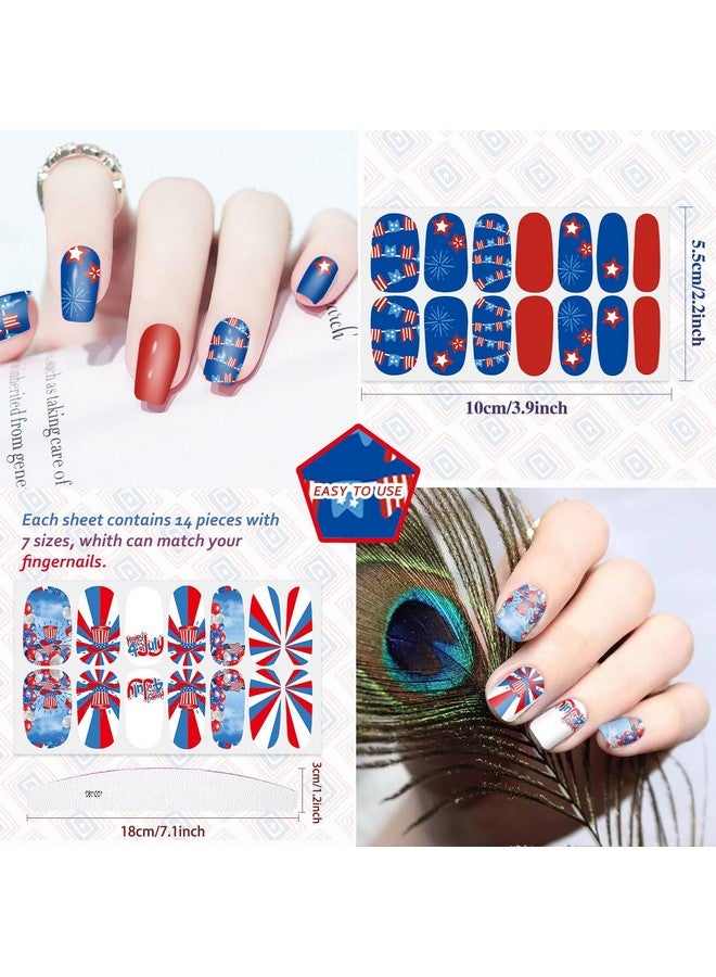 8 Sheets 4Th Of July Nail Wraps For Women Independence Day Nail Polish Strips Patriotic American Flag Nail Strips Selfadhesive Nail Stickers With Nail File For Memorial Day（4Th Of Julyb）