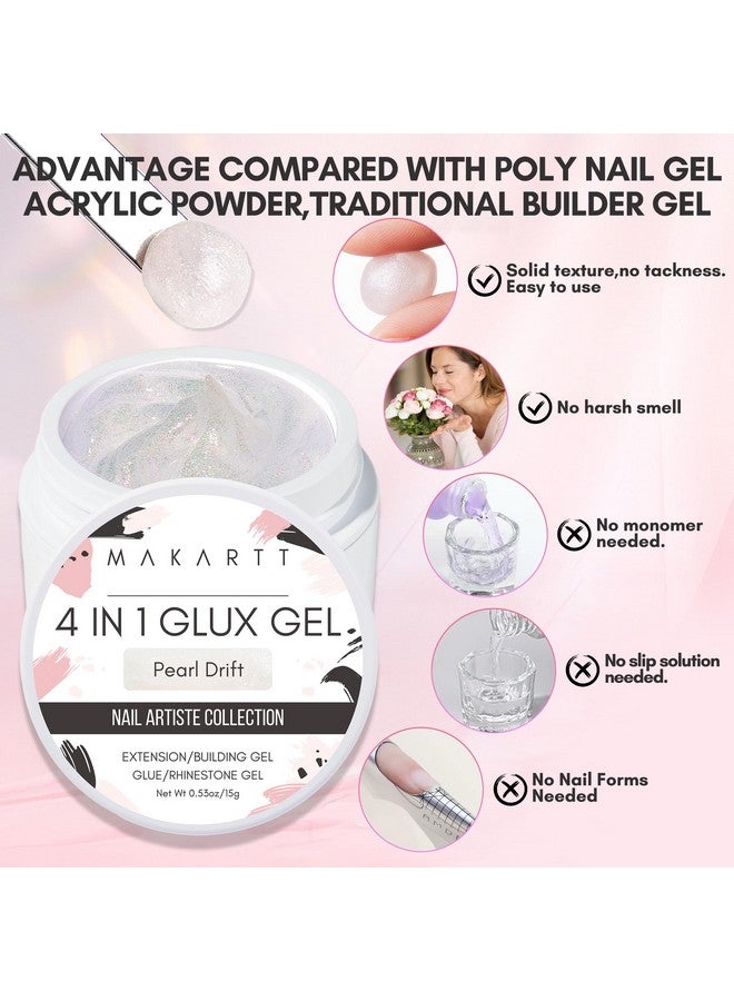 Solid Gel Builder15Ml Nail Extension Gel 3D Sculpting Gel For Nail Art Uv Glue For Acrylic Nails Rhinestones Gel 4 In 1 Hard Gel Molding Gel For Nails Nail Lamp Required Pearl Drift