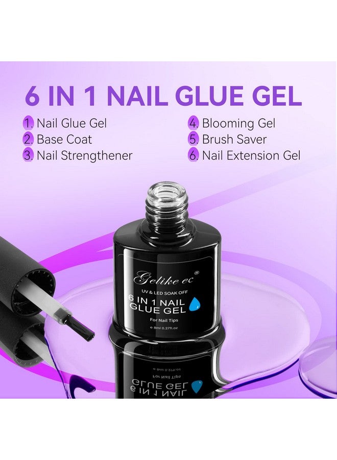 Gel X Nail Kit 6 In 1 Uv Strong Gel Glue 240Pcs Short Almond Nail Tips And Uv Lamp