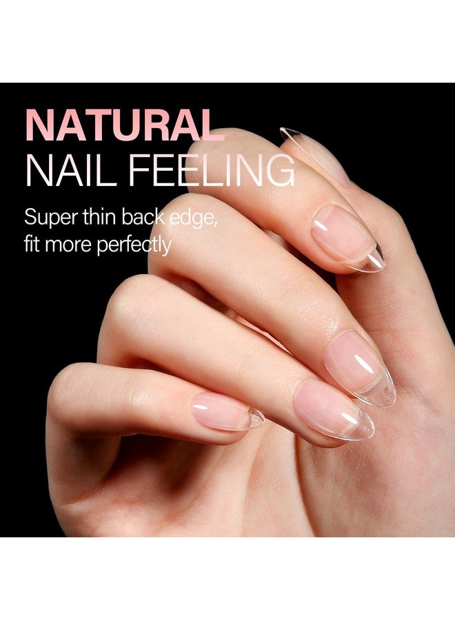 Short Almond Nail Tips Soft Gel Preshaped Acrylic Nail Tips Half Matte Full Cover Nail Tips Clear Gelly Press On Flase Nail Tips For Extension Nail Manicure Home Diy 216Pcs 12Sizes