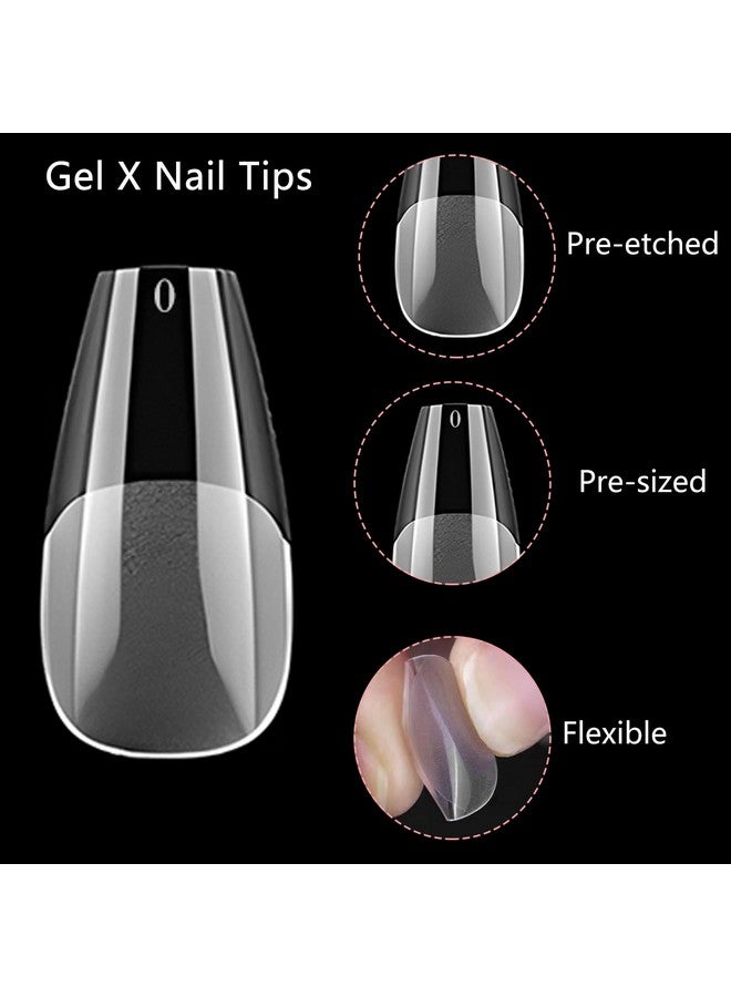 600Pc Soft Gel Medium Coffin Fake Nail Tips Full Cover Gel X Nail Tips Coffin Clear Medium Fake Nail False Nails Gel Nail Tips For Acrylic Nails Extension Press On Nails