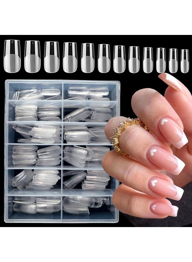 240Pc Clear Medium Gel X Nail Tips Full Cover Square Fake Nails Artificial False Fingernails Manicure Design Decor For Gel X Nailsacrylic Nails Extension