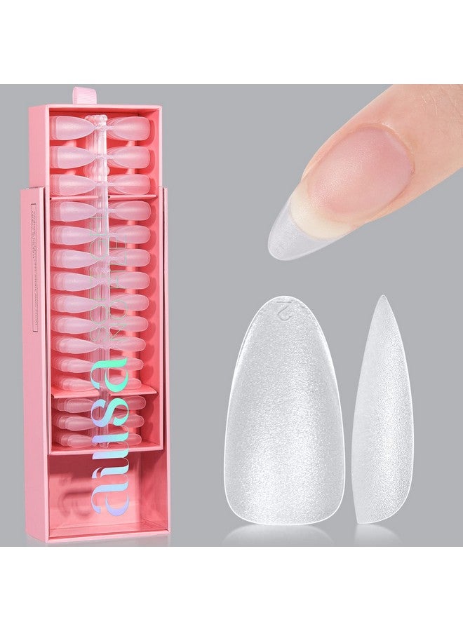 Almond Nail Tips 450Pcs Soft Gel Full Cover Nail Tips Matte Preshaped Press On False Extension Gelly Nail Tips For Acrylic Nails Professional, 15 Sizes Medium Nail Tips For Beginners