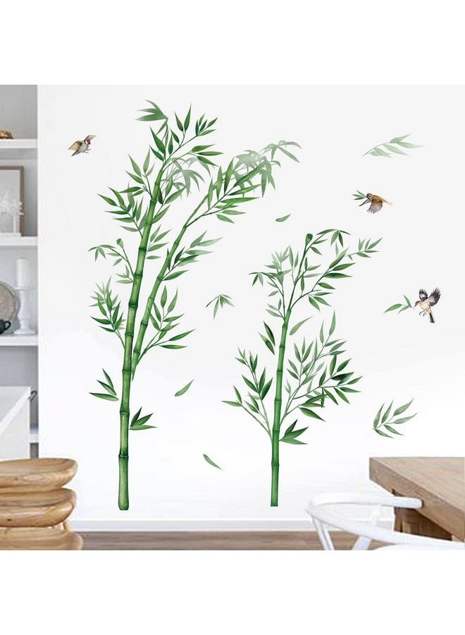 Large Bamboo Wall Decals Green Plants Flying Birds Wall Stickers Bedroom Living Room Sofa Tv Background Wall Decor