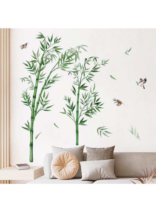 Large Bamboo Wall Decals Green Plants Flying Birds Wall Stickers Bedroom Living Room Sofa Tv Background Wall Decor