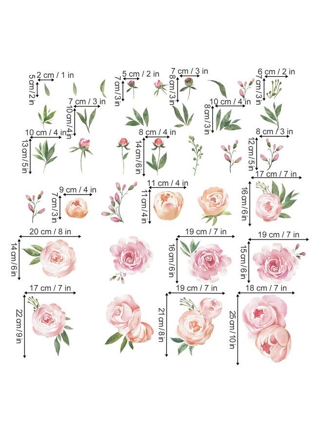 Peony Flowers Wall Stickers Watercolor Floral Wall Decals Bedroom Living Room Tv Background Wall Decor