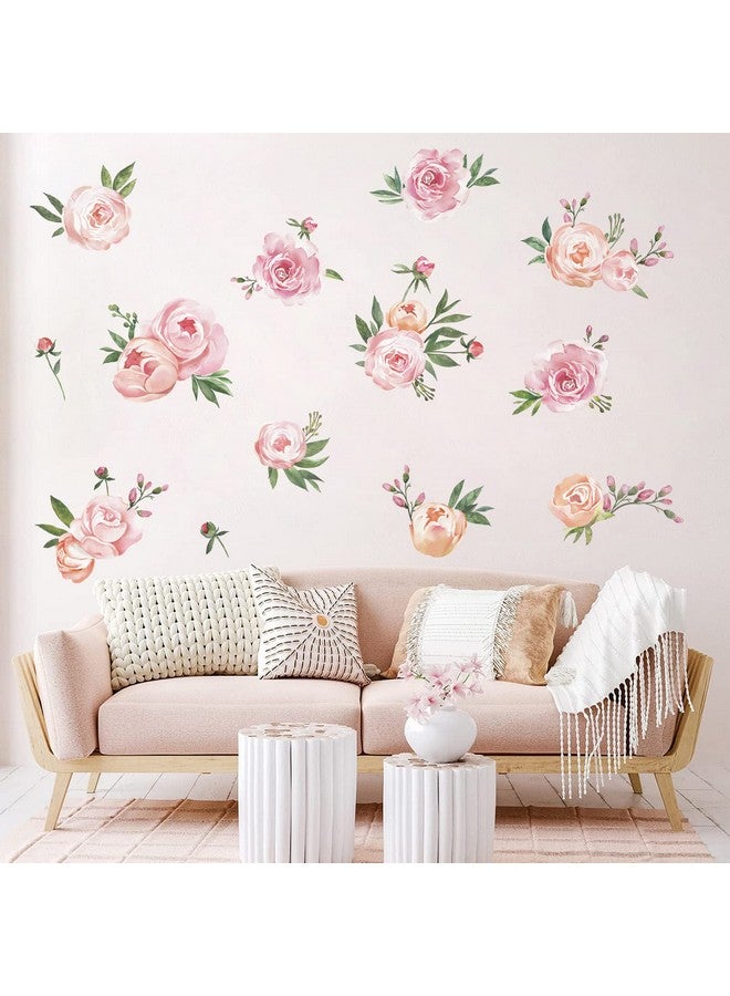 Peony Flowers Wall Stickers Watercolor Floral Wall Decals Bedroom Living Room Tv Background Wall Decor